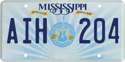 MS license plate AIH204