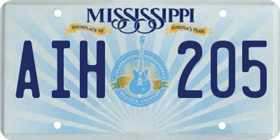 MS license plate AIH205