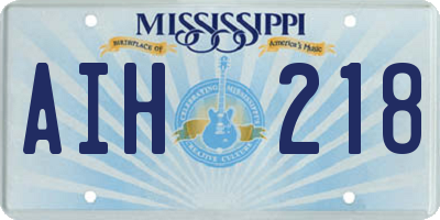 MS license plate AIH218