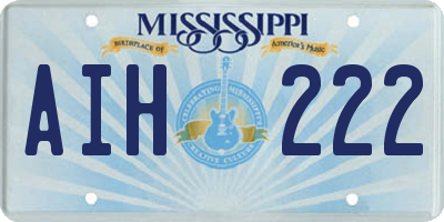 MS license plate AIH222