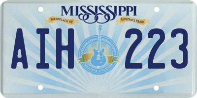 MS license plate AIH223