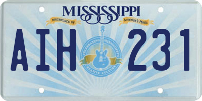 MS license plate AIH231