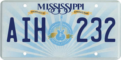 MS license plate AIH232