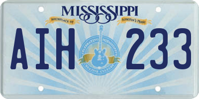 MS license plate AIH233