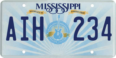 MS license plate AIH234