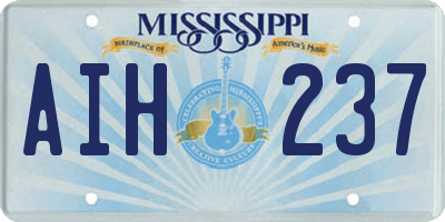 MS license plate AIH237