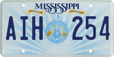 MS license plate AIH254