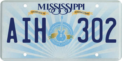 MS license plate AIH302