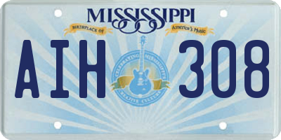 MS license plate AIH308