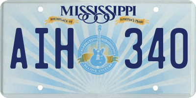 MS license plate AIH340