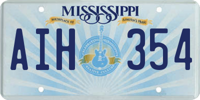 MS license plate AIH354