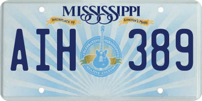 MS license plate AIH389