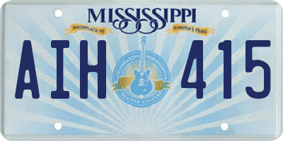 MS license plate AIH415