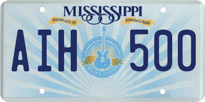 MS license plate AIH500