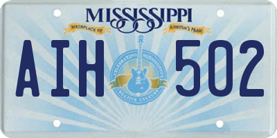 MS license plate AIH502