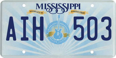 MS license plate AIH503