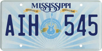 MS license plate AIH545