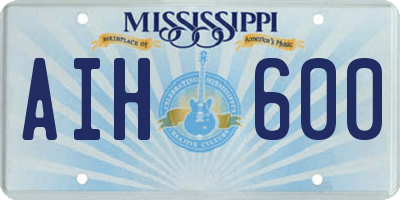 MS license plate AIH600
