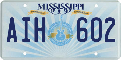 MS license plate AIH602