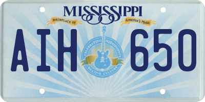 MS license plate AIH650