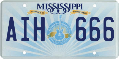 MS license plate AIH666