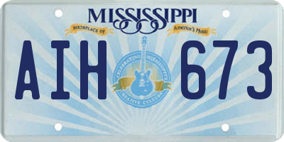 MS license plate AIH673