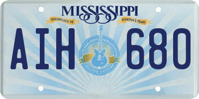 MS license plate AIH680