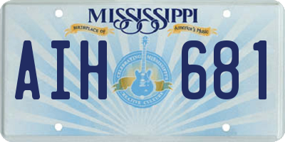 MS license plate AIH681