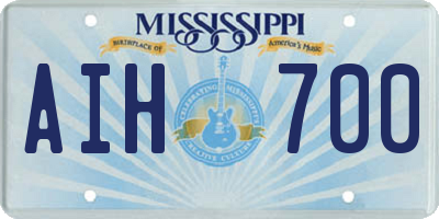 MS license plate AIH700