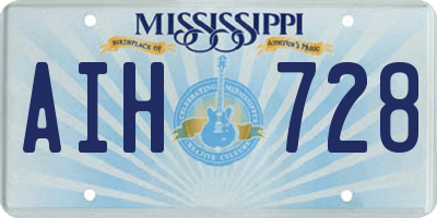 MS license plate AIH728