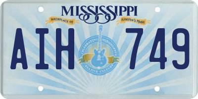 MS license plate AIH749