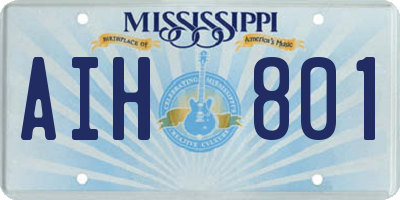 MS license plate AIH801