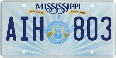 MS license plate AIH803