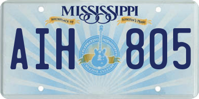 MS license plate AIH805