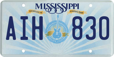 MS license plate AIH830
