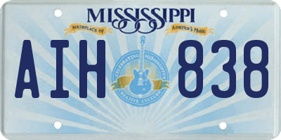 MS license plate AIH838
