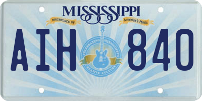 MS license plate AIH840