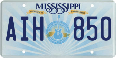 MS license plate AIH850