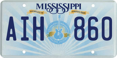 MS license plate AIH860