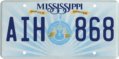 MS license plate AIH868