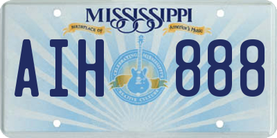 MS license plate AIH888