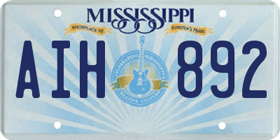 MS license plate AIH892