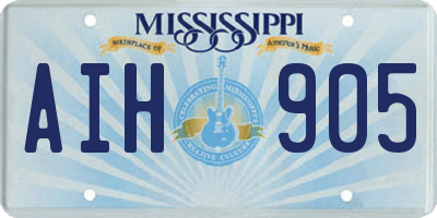 MS license plate AIH905