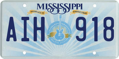 MS license plate AIH918