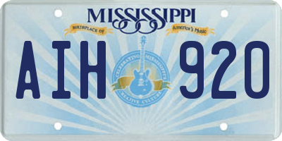 MS license plate AIH920
