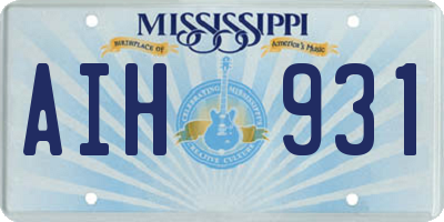 MS license plate AIH931