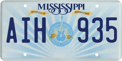 MS license plate AIH935