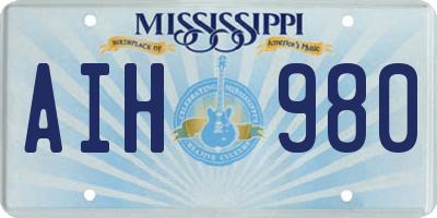 MS license plate AIH980