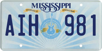 MS license plate AIH981