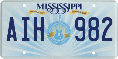 MS license plate AIH982